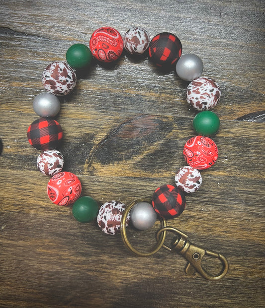 Brown Cow Western Christmas Wristlet