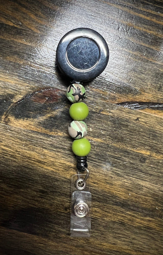 Green Camo Badge Reel