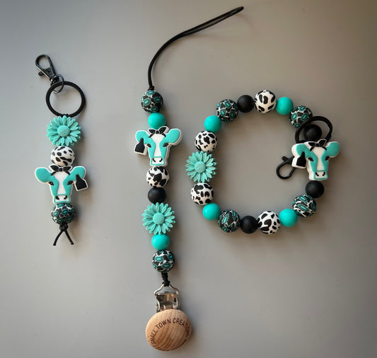 Western Turquoise Cow Print Bundle