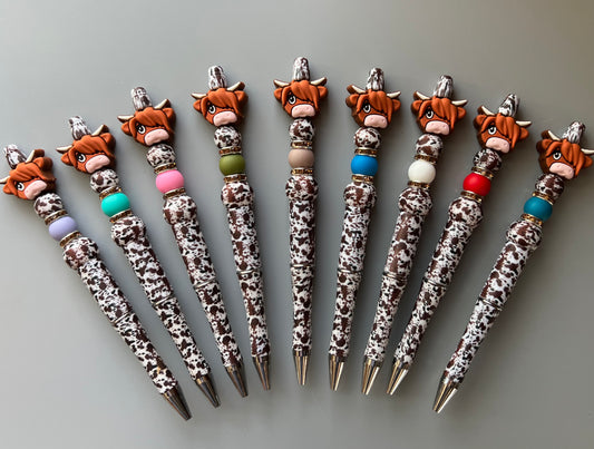 Brown Cow Print Highland Pens