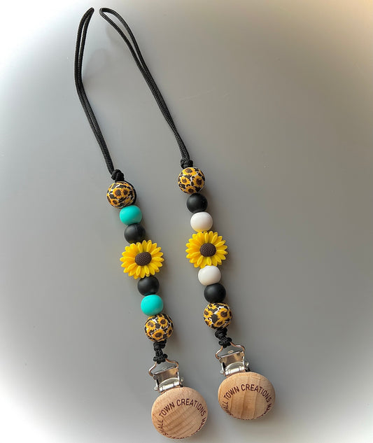 Cow Print Sunflower Pacifier Holder