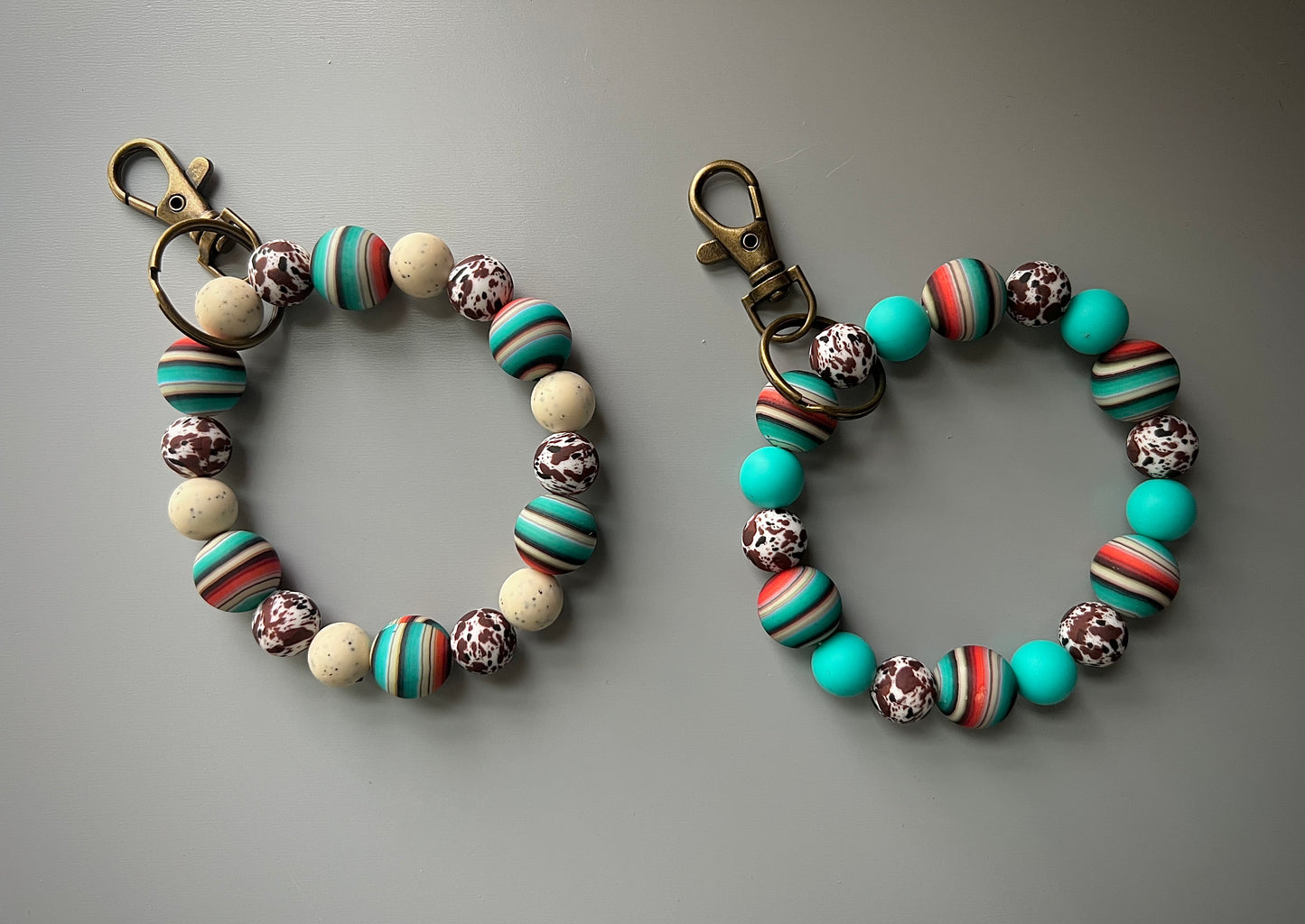 Neutral Serape Brown Cow Print Wristlet