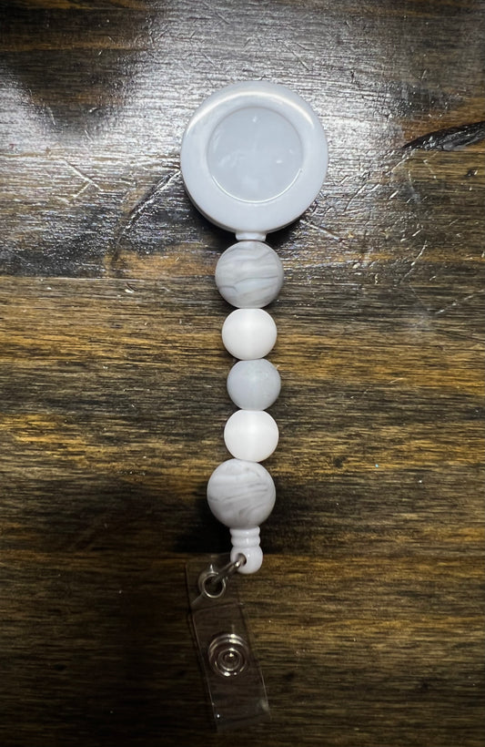 Gray Marble Badge Reel