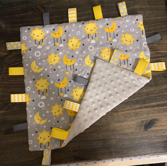 Gray Moon Stars Taggie Blanket