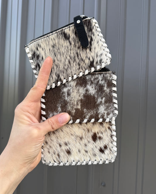 Checkered Tooled Leather Coin Purse with cowhide backing
