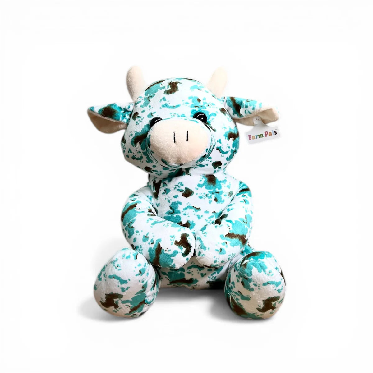 Turquoise and White Cowhide Cow Plushie