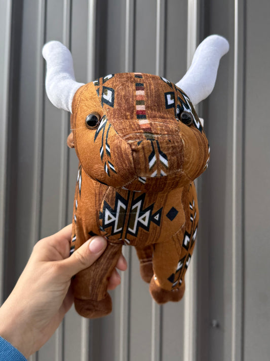 Medium Plushie Brown Aztec Long Horn