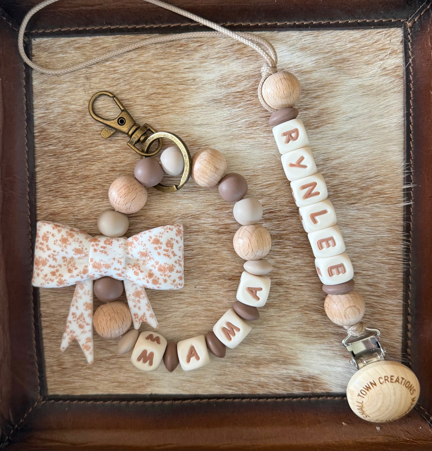 Brown Dainty Floral Mama & Me Custom Name