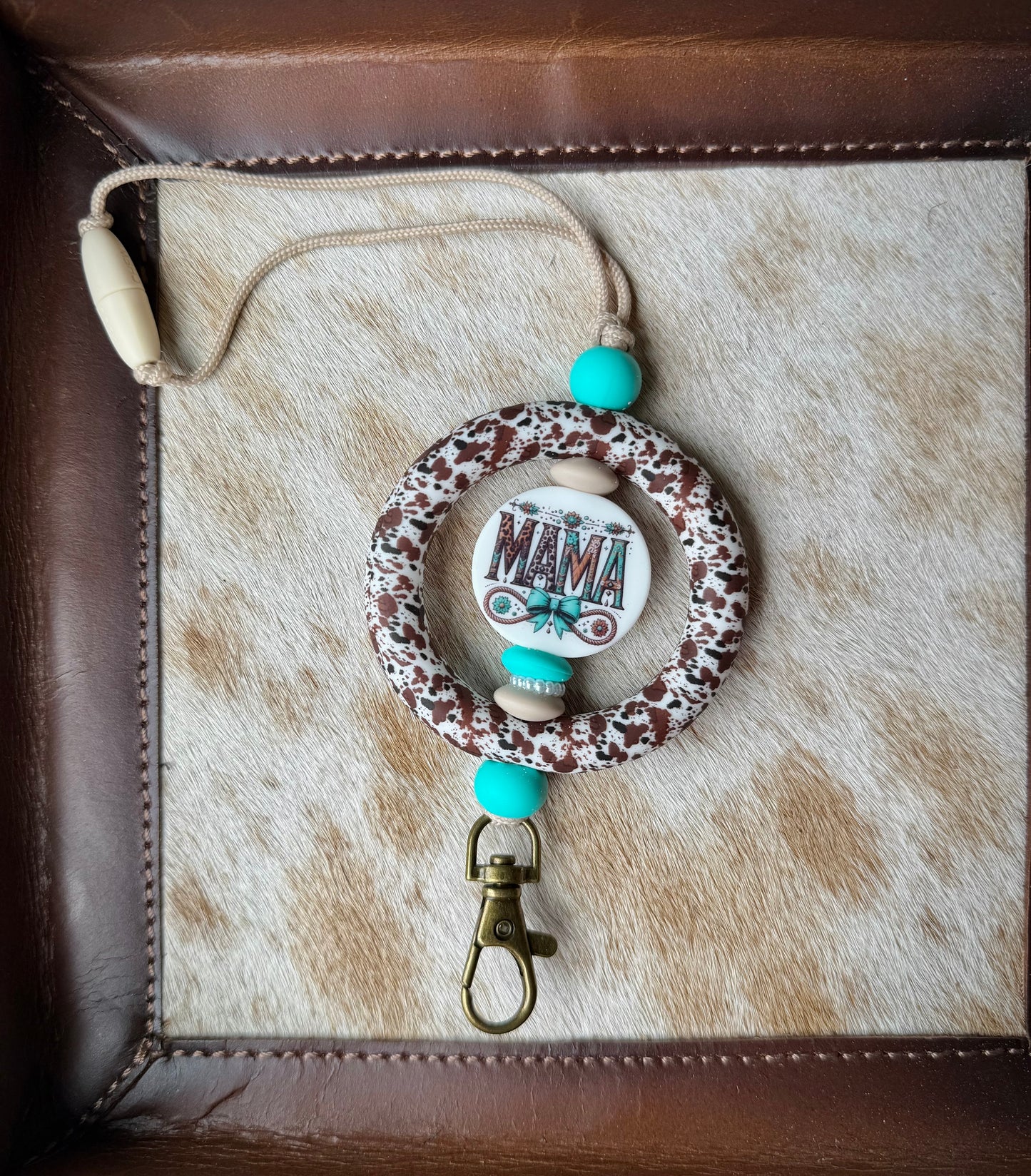 Western Mama Brown Cowhide/ Turquoise