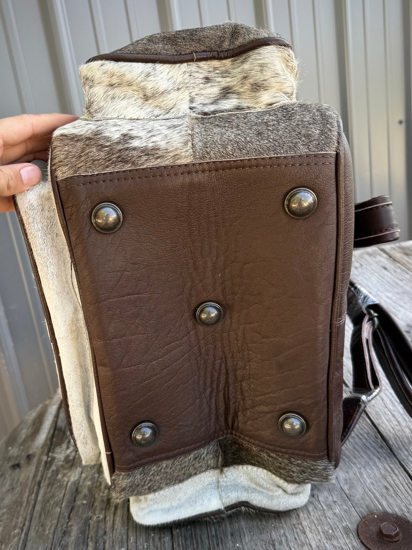 Spotted Gray Cowhide Backpack / Diaper Bag