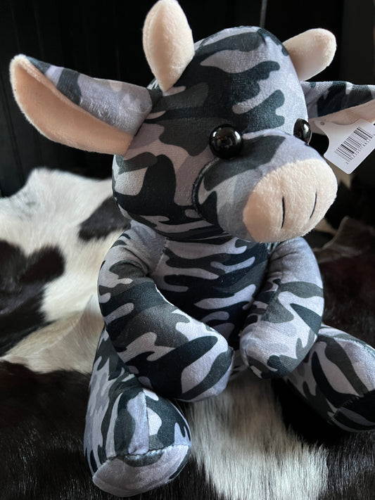 Gray Camo Sitting Cow Plushie