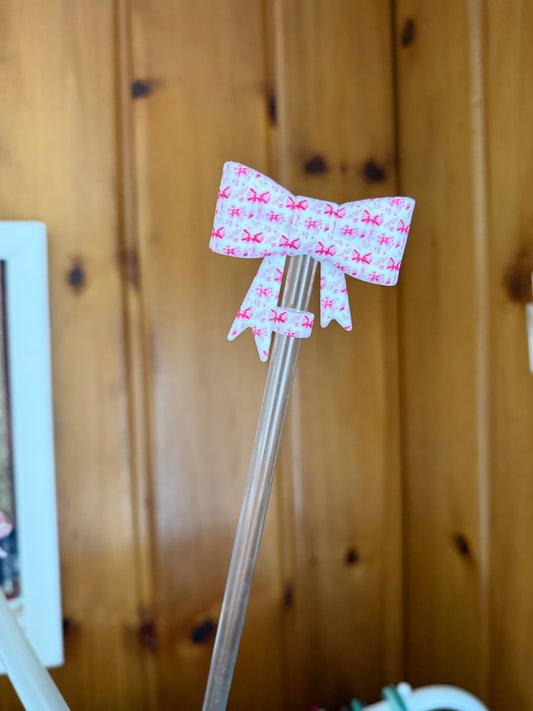 Pink Dainty Bow Straw Topper