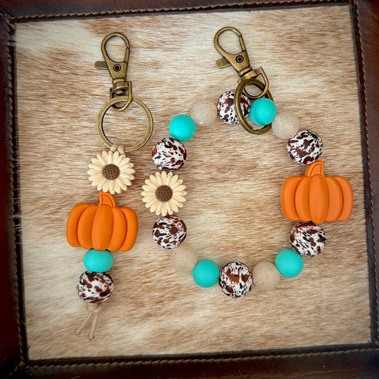 Brown Cow Pumpkin Keychain Set