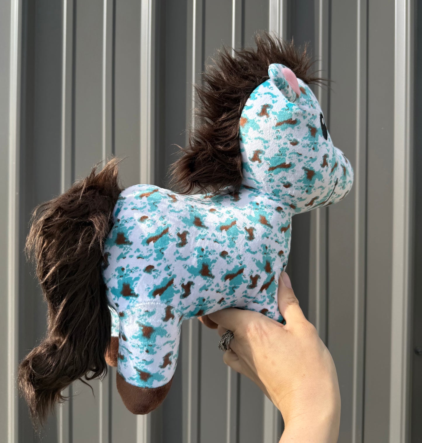 Turquoise Cowhide Horse Plushie