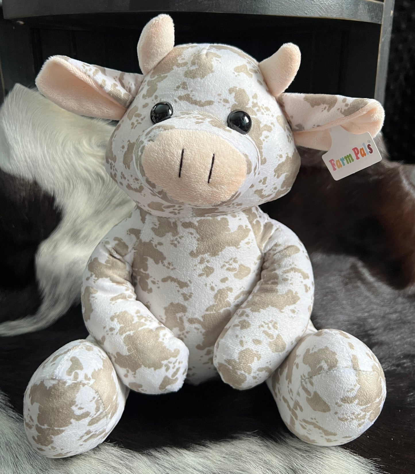 Beige Cow Print Cow Plushie