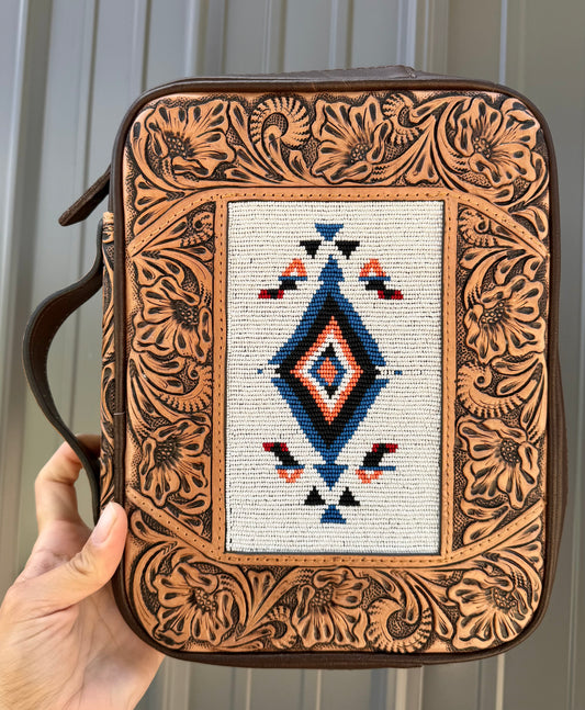 Beaded Genuine Leather Bible Cover