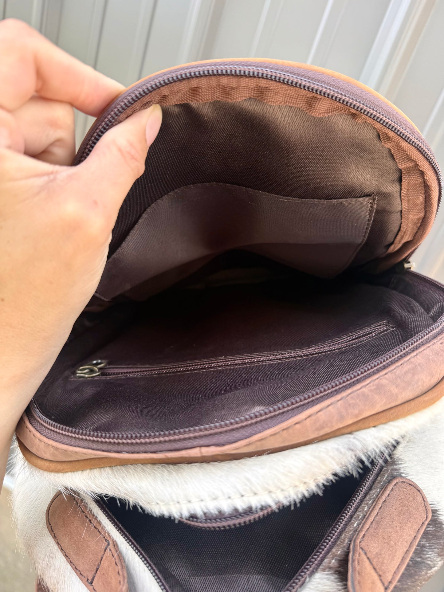 Genuine Tooled Leather Cowhide Mini Backpack