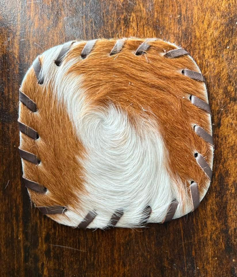 Genuine Cowhide Rounded Square Coaster