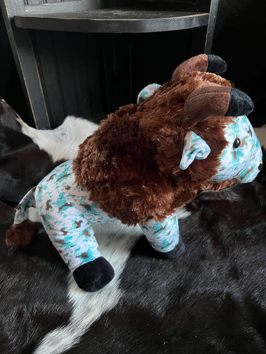 Turquoise Splatter Buffalo Plushie