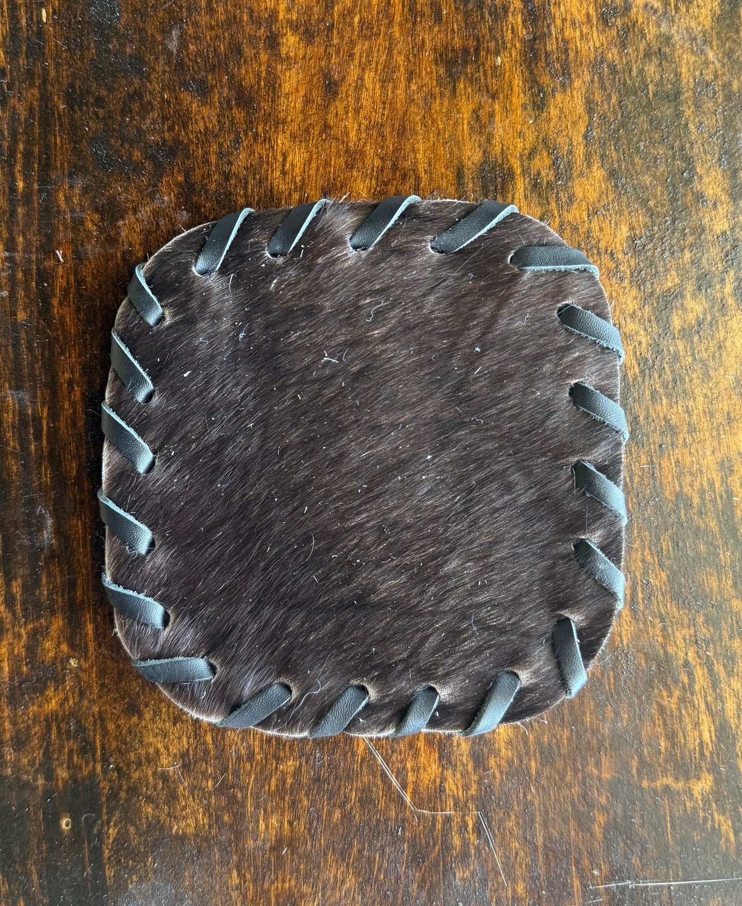 Genuine Cowhide Rounded Square Coaster