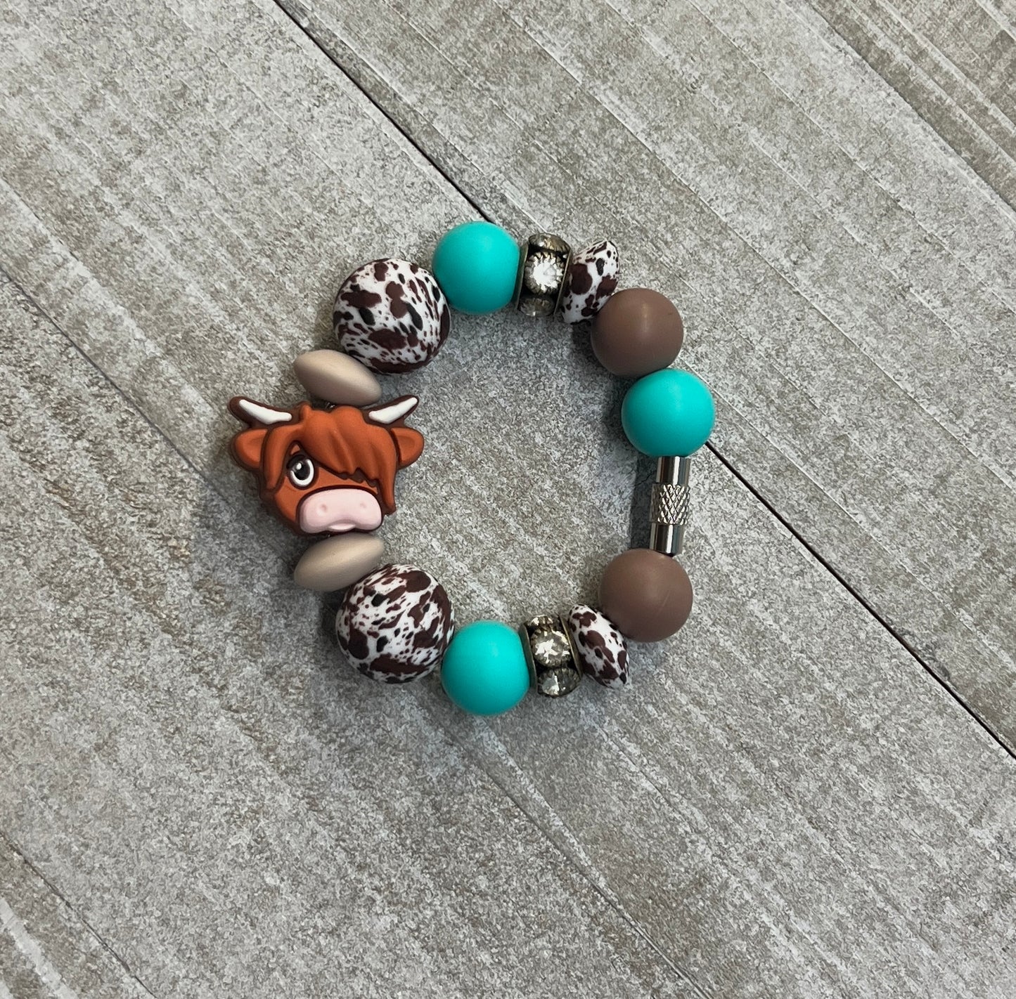 Highland Cow Turquoise Cup Charm