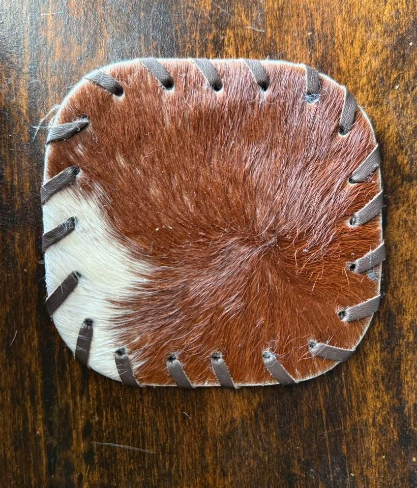 Genuine Cowhide Rounded Square Coaster