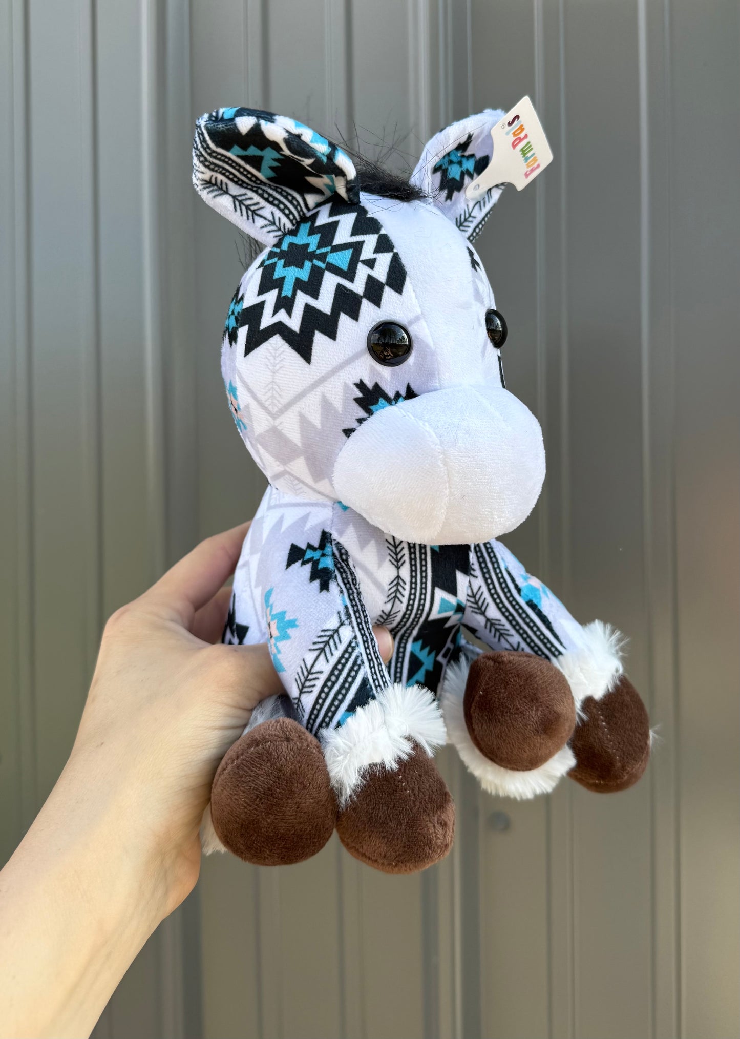 Blue/ Black Aztec Horse Plushie