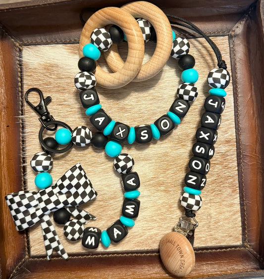 Checkered Turquoise Mama & Me