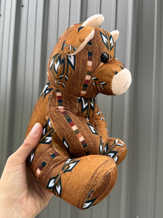 Brown Aztec Sitting Cow Plushie
