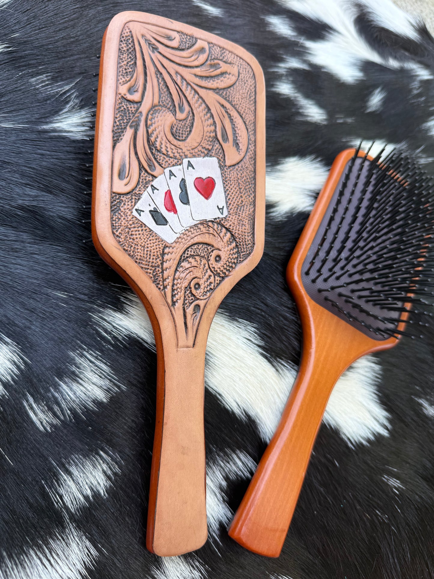 Tooled Leather Hair Brush