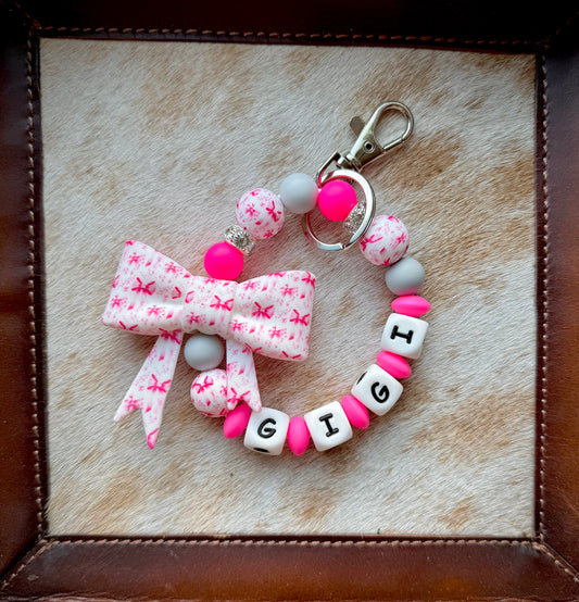 Pink Ribbon Bow GIGI Wristlet