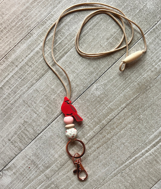 Pink Cardinal Lanyard