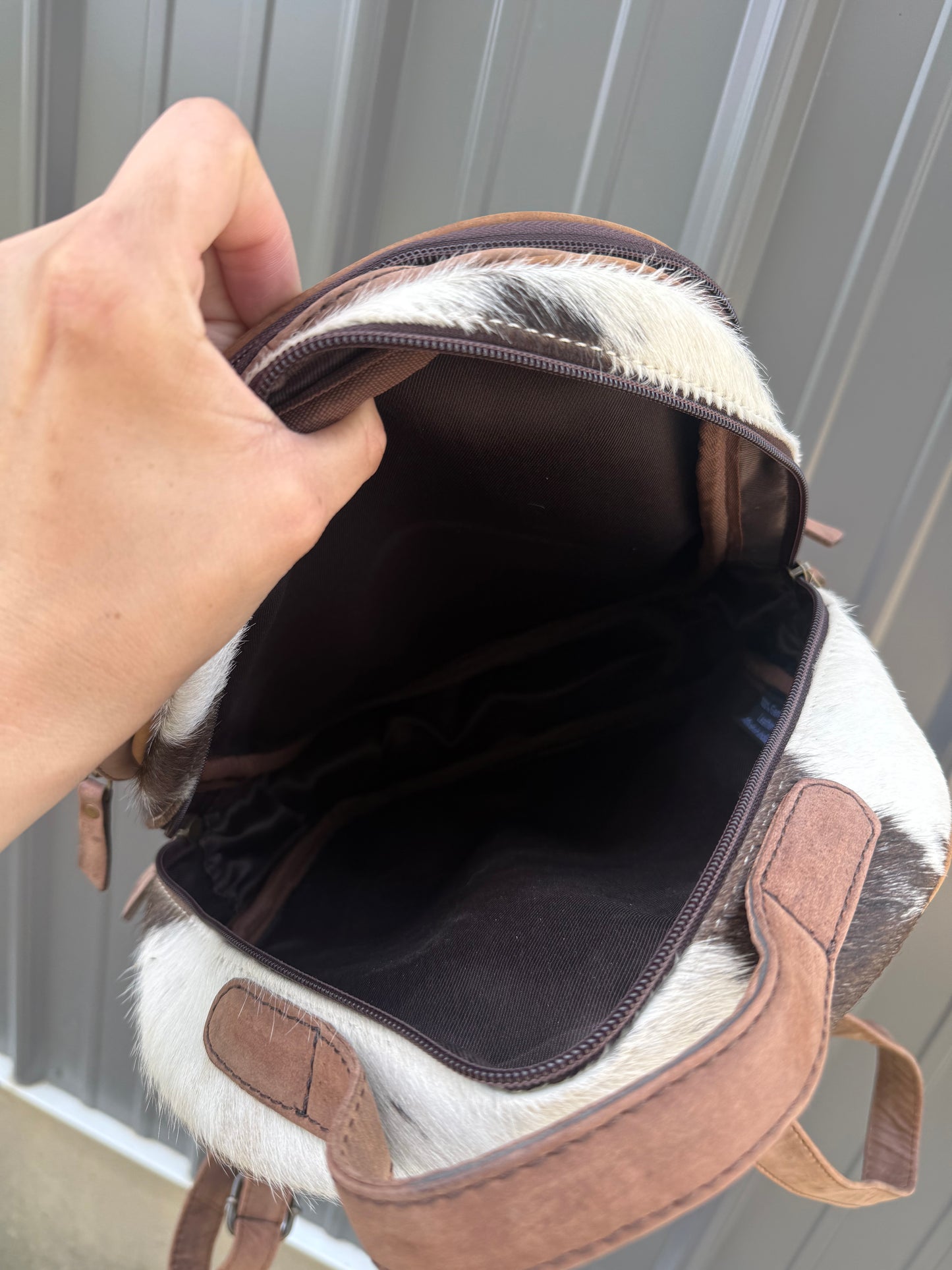 Genuine Tooled Leather Cowhide Mini Backpack
