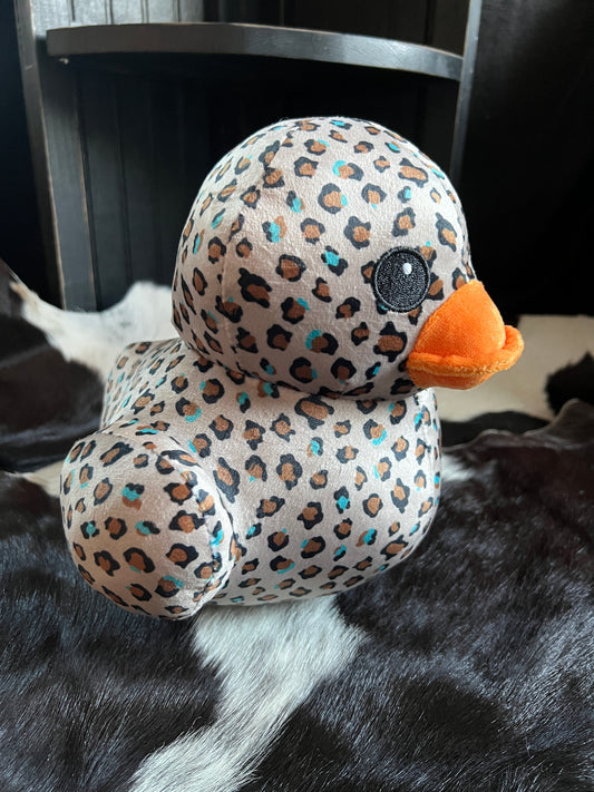 Beige Cheetah Turquoise Duck Plushie