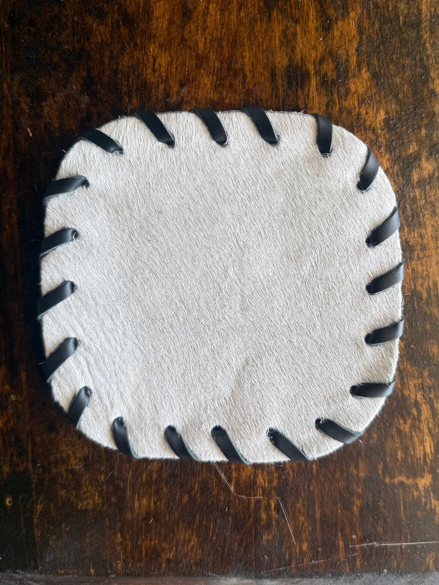 Genuine Cowhide Rounded Square Coaster