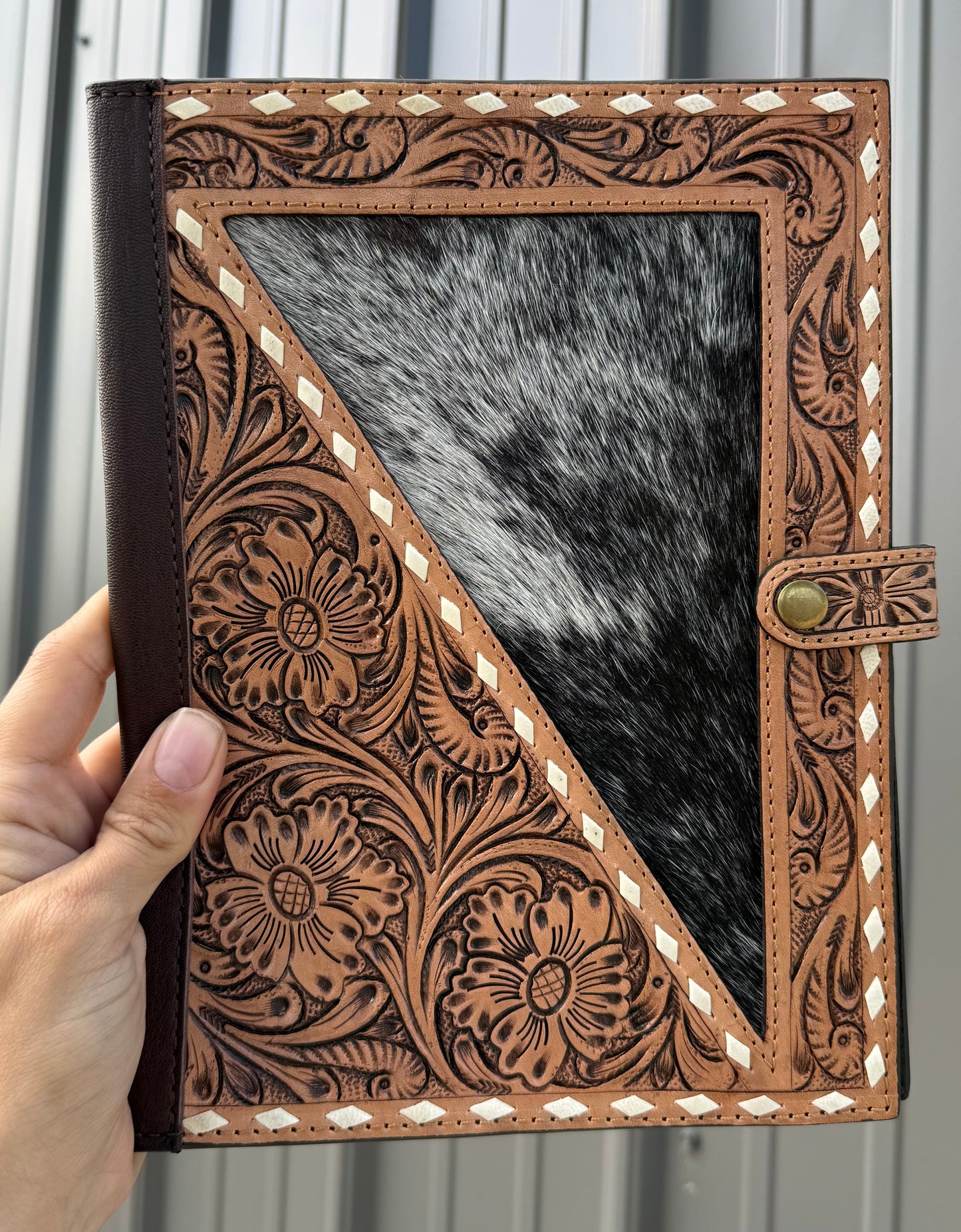 Genuine Cowhide Tooled Leather Bible Cover