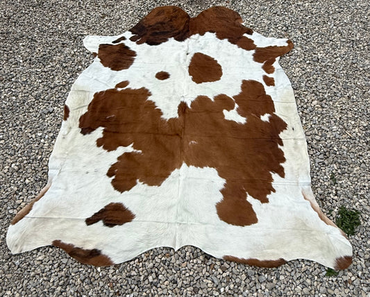 Jumbo Genuine Brown And White Cowhide Rug #1