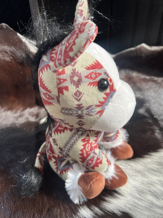Gray/ Red Aztec Horse Plushie