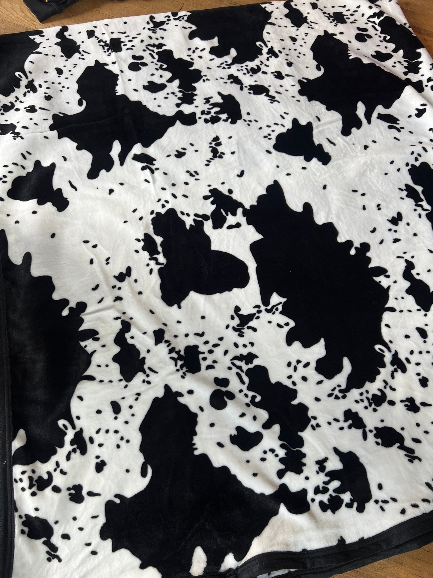 Black Cow Print King Super Plush Blanket