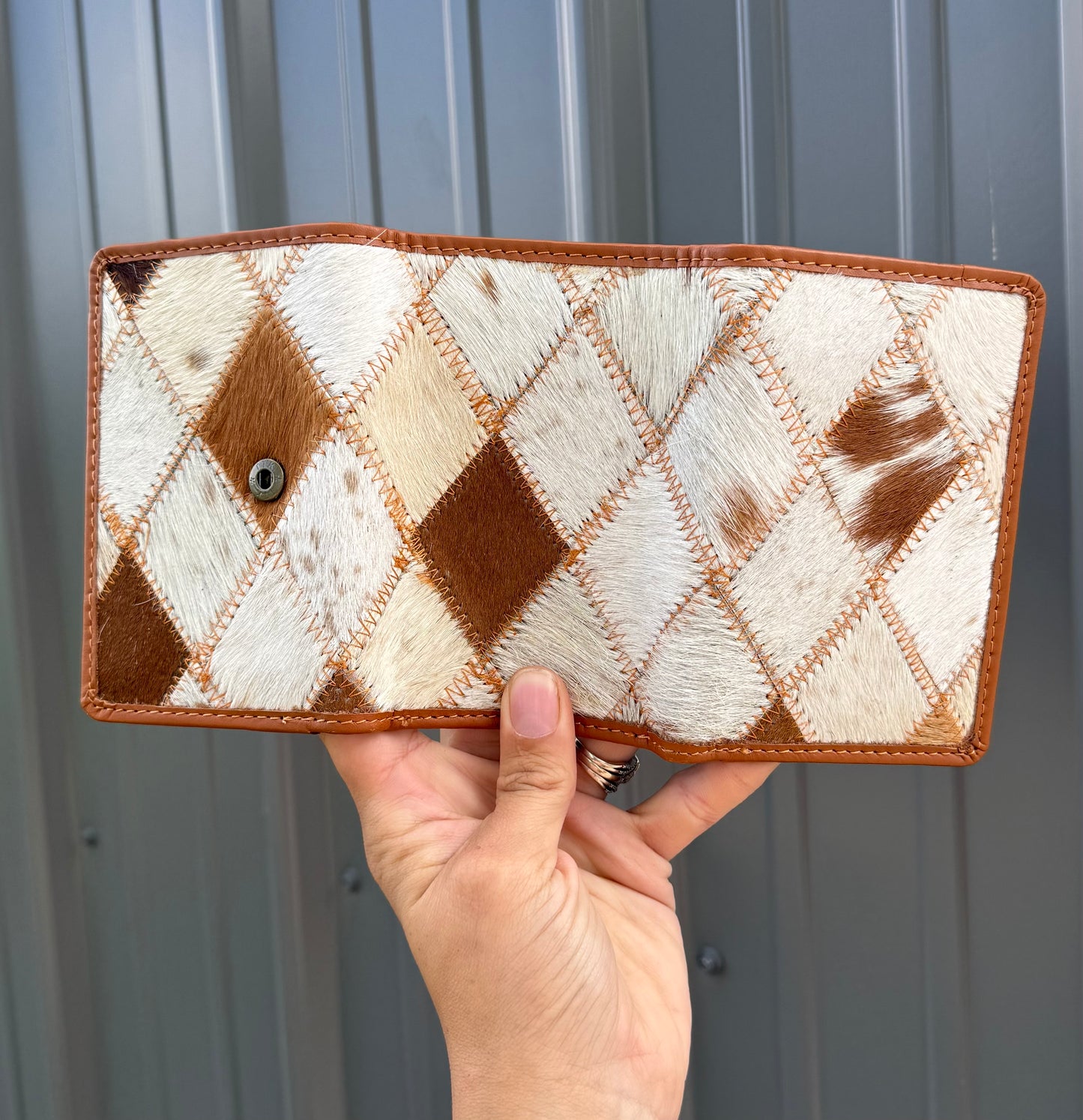 Diamond Stitch Genuine Cowhide Tri Fold Women’s or Men’s Wallet