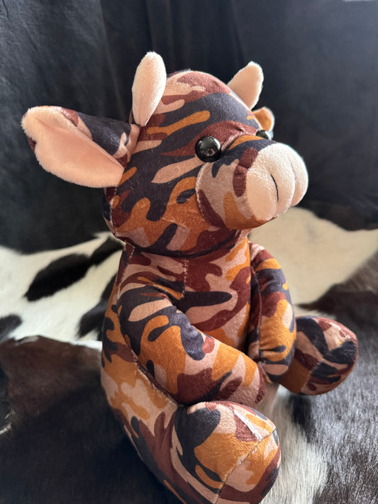 Brown Camo Sitting Cow Plushie