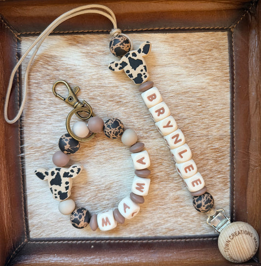 Brown and Black Cowhide Cow Custom Name