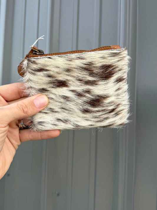 Long Hair Speckled Cowhide Coin Purse