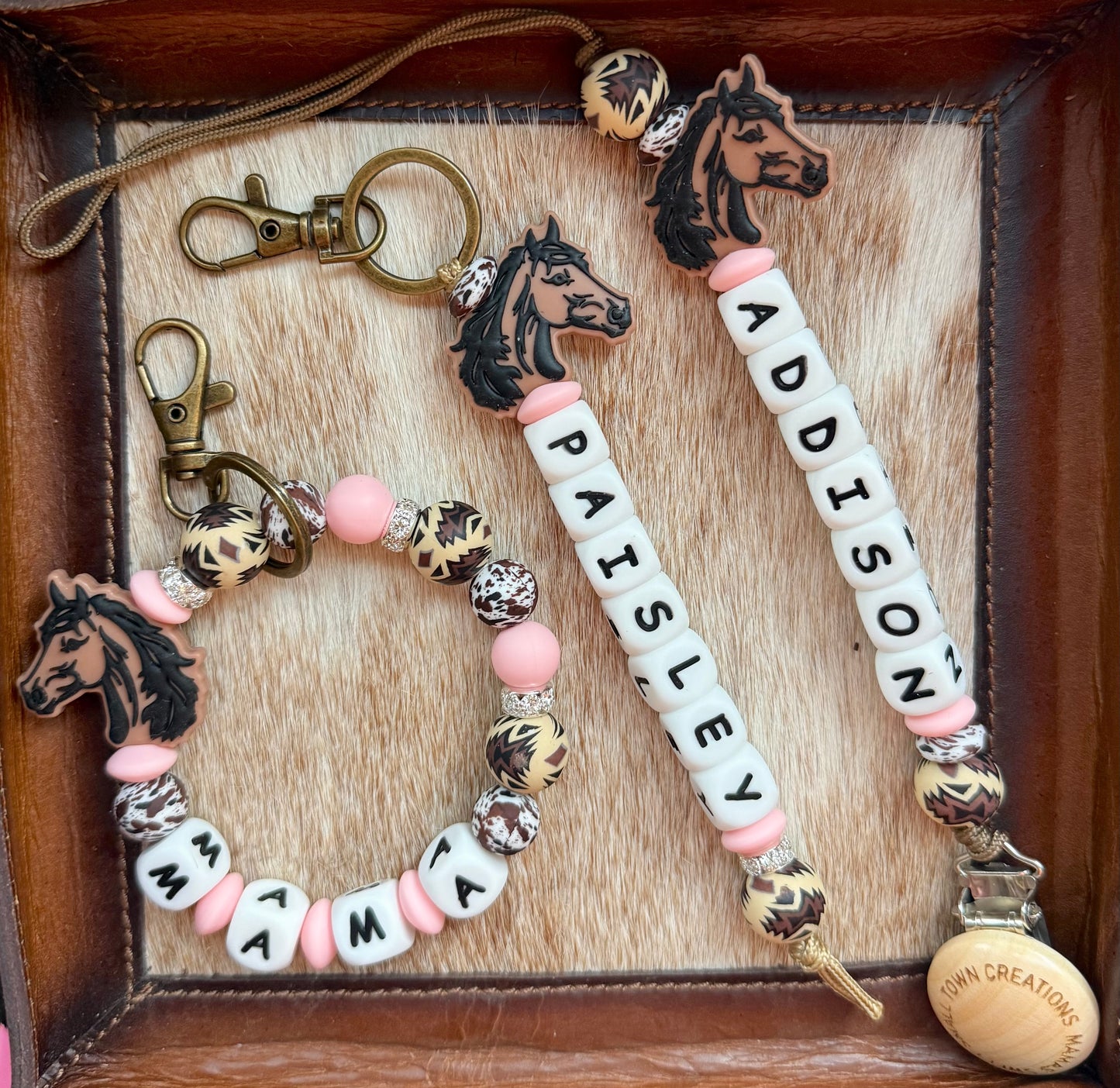 Pink Horse Brown Aztec