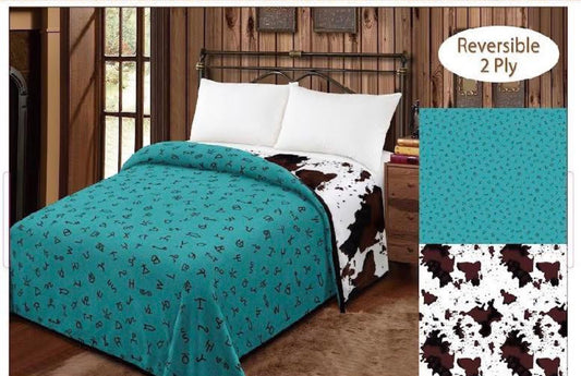 Turquoise Brands Brown Cowhide Reversible Blanket
