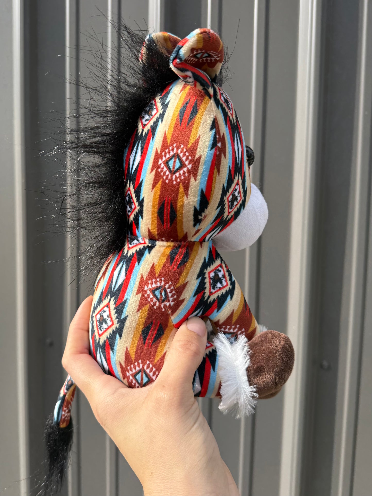 Brown Rust Yellow Red Aztec Horse Plushie