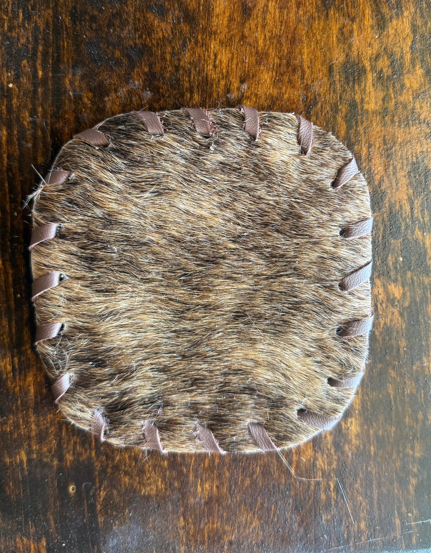 Genuine Cowhide Rounded Square Coaster