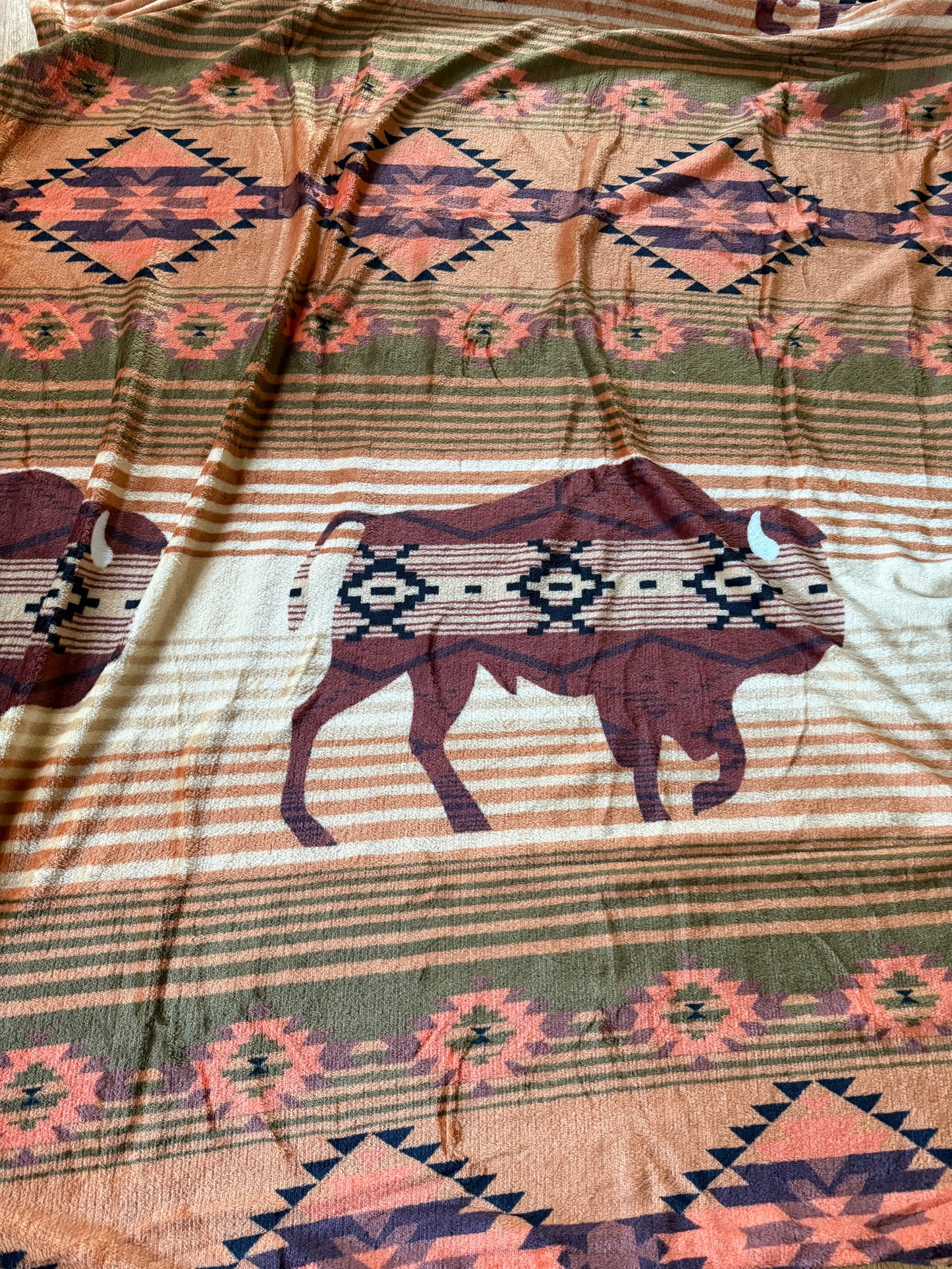 Buffalo Aztec Thin Twin Size Blanket