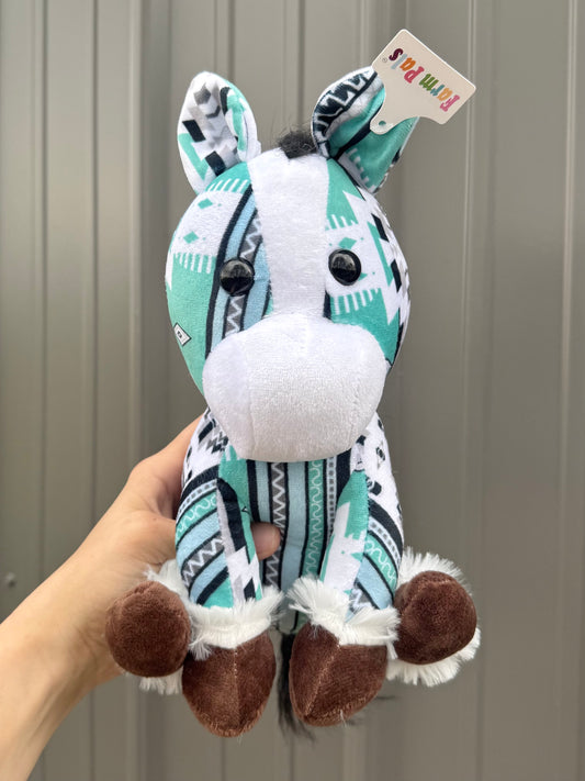 Mint Teal Aztec Sitting Horse Plushie