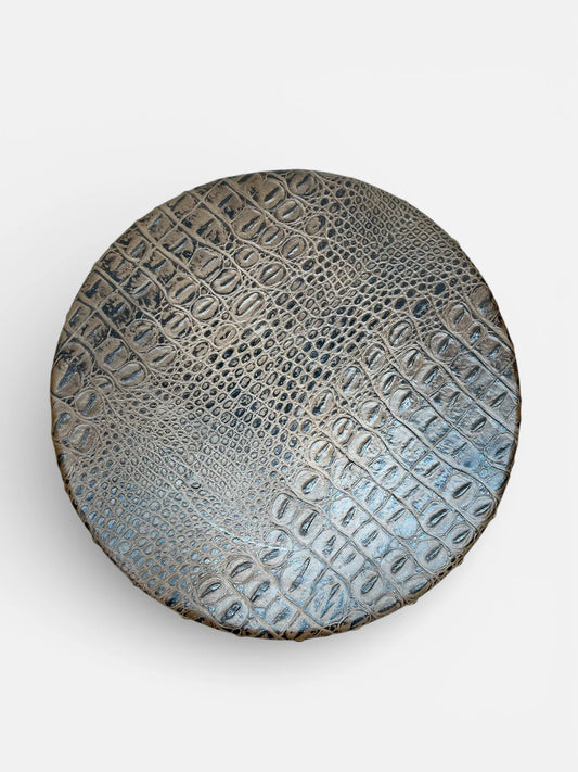 Tooled Leather Caiman Turntable Lazy Susan